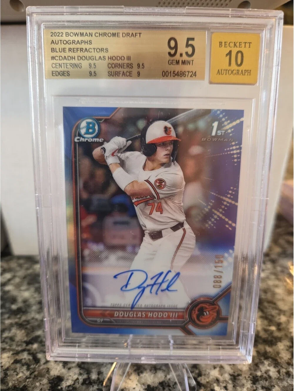 2022 Bowman Draft Chrome Auto Blue Ref /199 Douglas Hodo BGS 9.5 GEM MINT 1ST